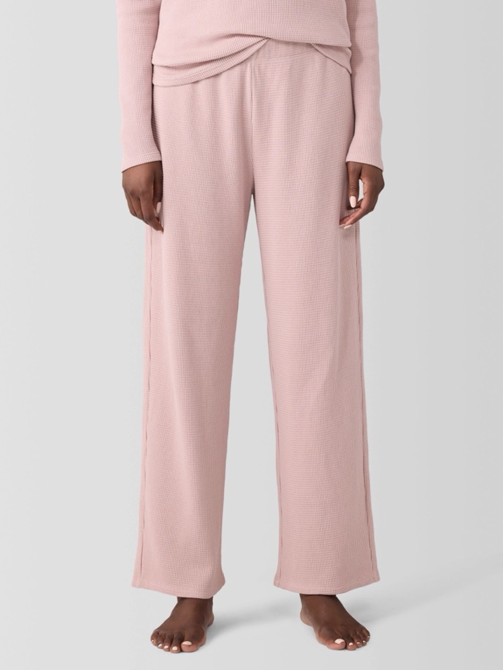 Eileen Fisher Wide-Leg Knit Pants — Dusty Pink